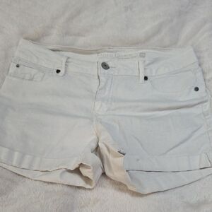 Faded Glory White Jean Shorts Cuffed Hem Lightweight